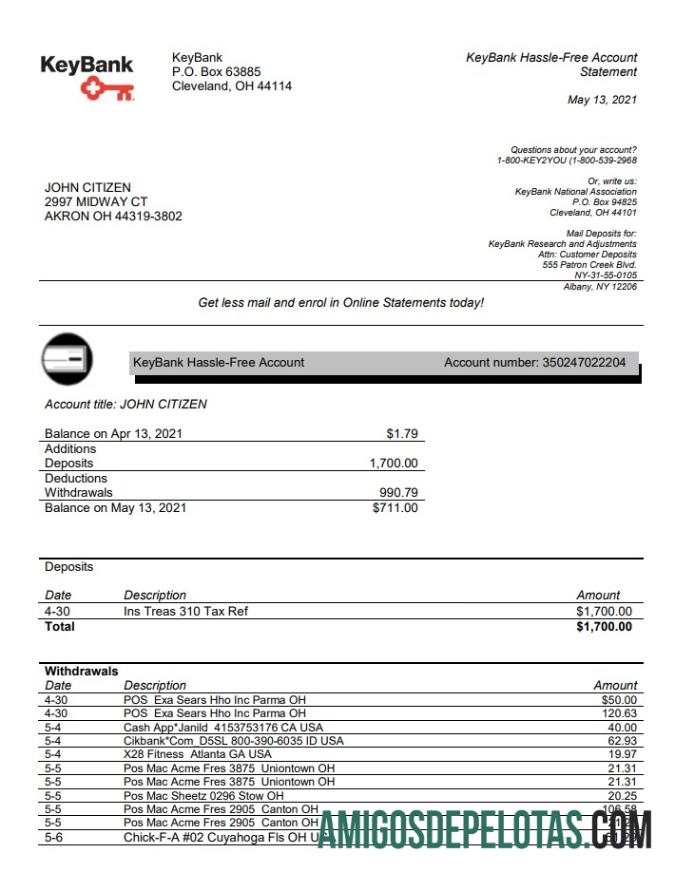 Modelo do KeyBank Word dos EUA Ohio